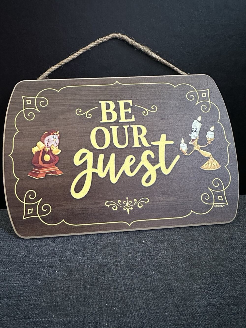Disney Beauty and the Beast Be Our Guest Wall Sign Lumiere Cogsworth 2024